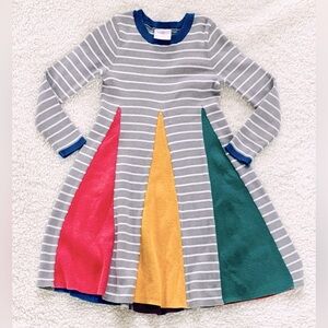 HANNA ANDERSSON HAPPY DAY Mast Gray Twirl Sweater Dress size 120 6-7YRS SOFT